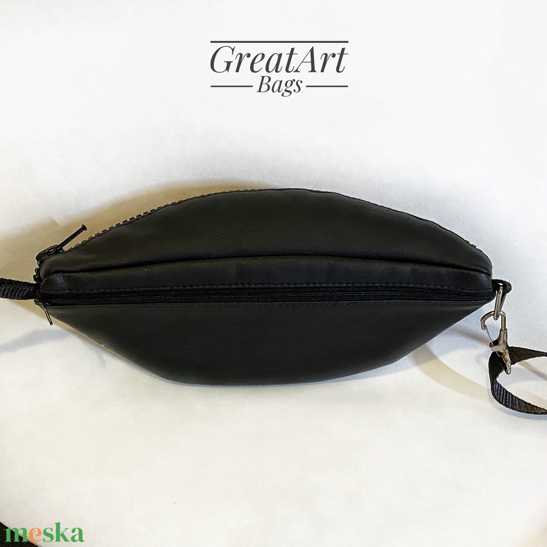 Geometriai mintás övtáska - fekete - narancs - táska & tok - övtáska - Meska.hu