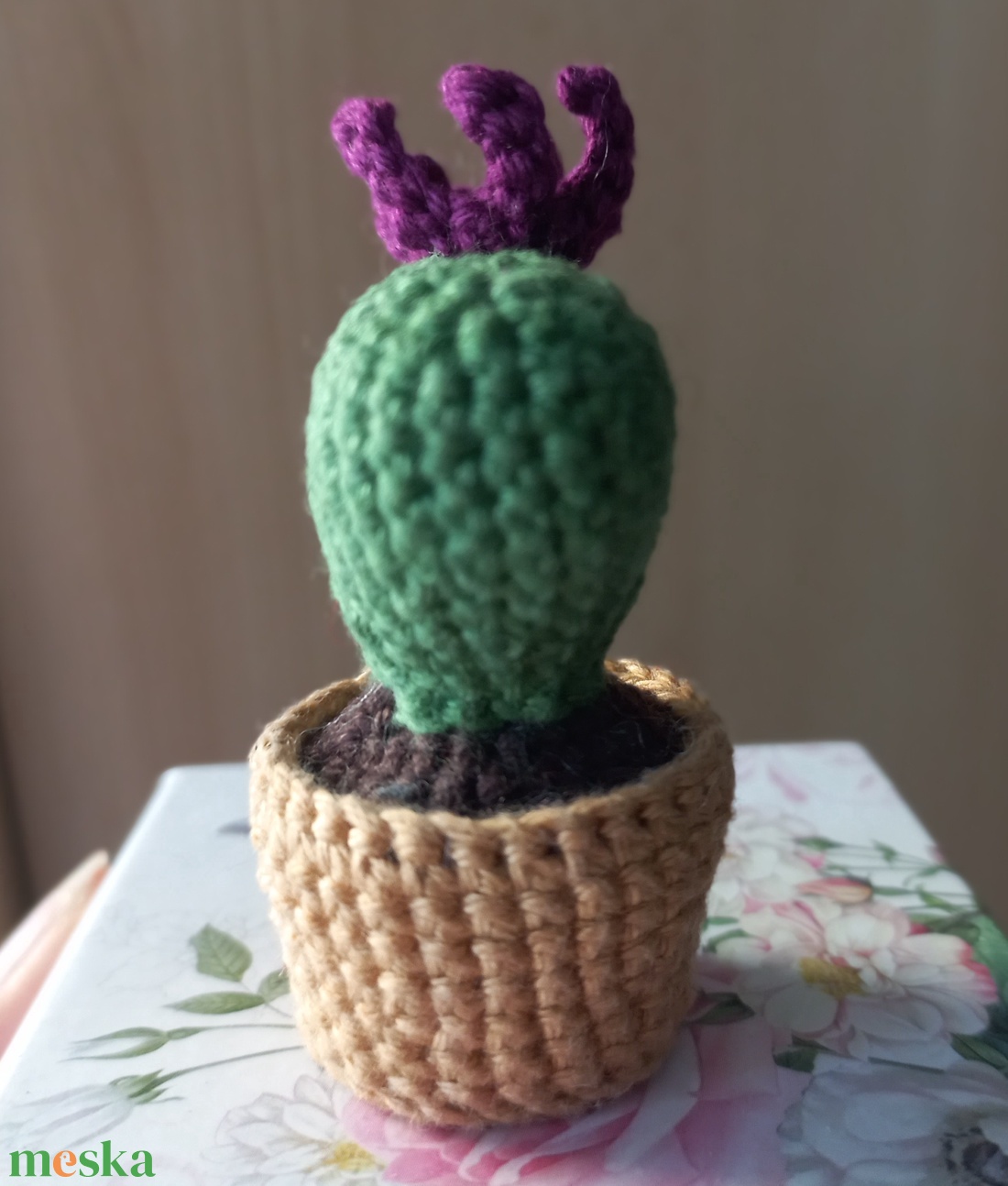 Amigurumi kaktusz szív, horgolt figura, 6,5 cm - otthon & életmód - dekoráció - virágdísz és tartó - csokor & virágdísz - Meska.hu