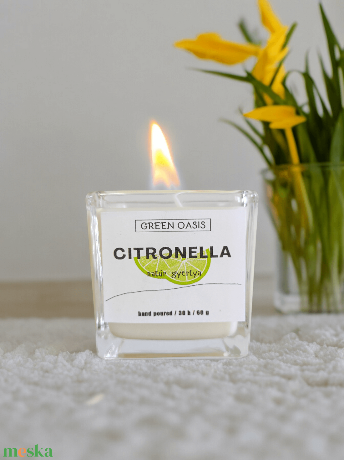 Citronella gyertya  szúnyogok ellen - otthon & életmód - gyertya, illat, aroma - gyertya - Meska.hu