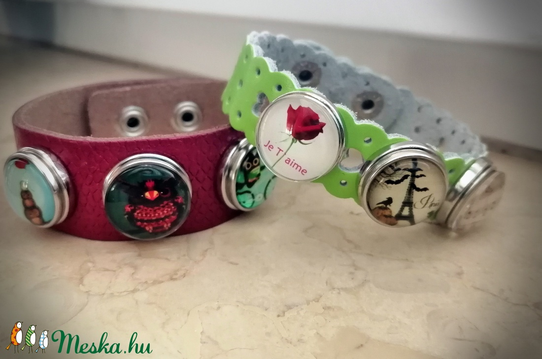 Piros patentos karkötő - ékszer - karkötő - széles karkötő - Meska.hu