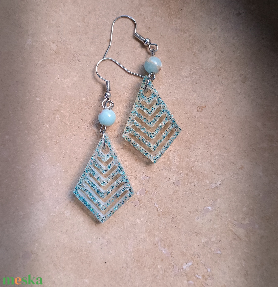 üveggyanta fülbevaló - ékszer - fülbevaló - lógó fülbevaló - Meska.hu