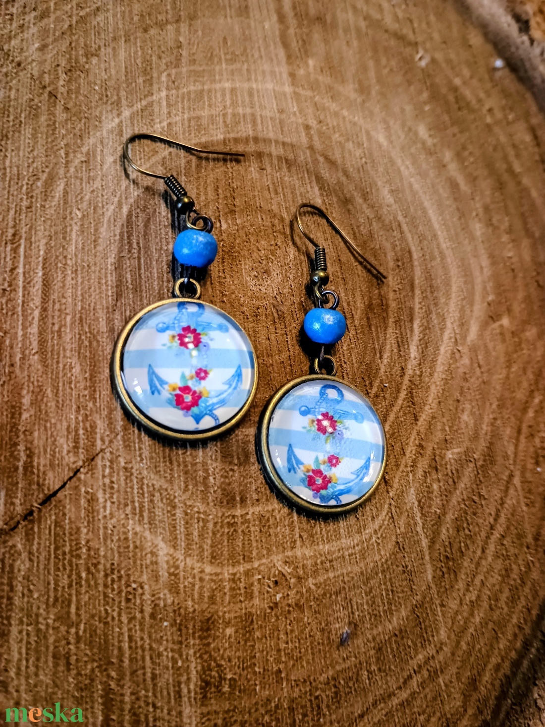 üveglencsés fülbevaló - ékszer - fülbevaló - lógó fülbevaló - Meska.hu