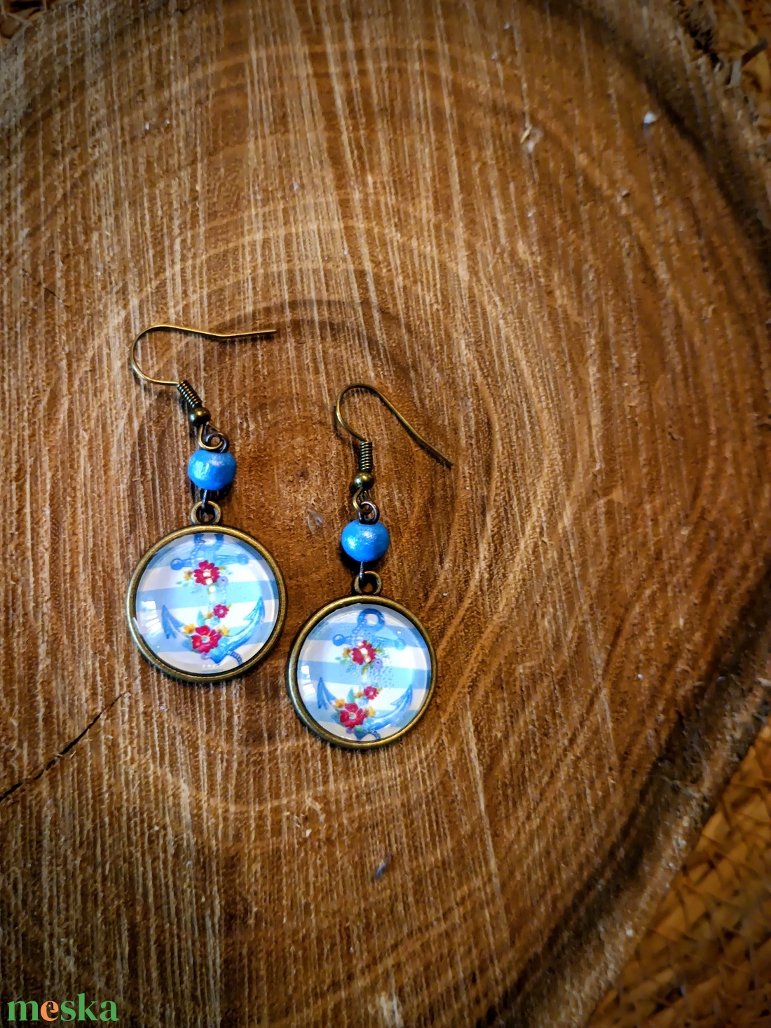 üveglencsés fülbevaló - ékszer - fülbevaló - lógó fülbevaló - Meska.hu