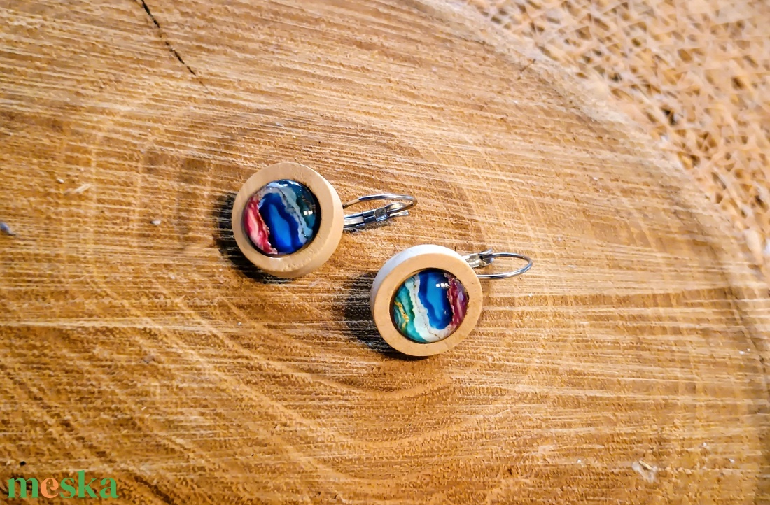 üveglencsés fülbevaló - ékszer - fülbevaló - lógó fülbevaló - Meska.hu