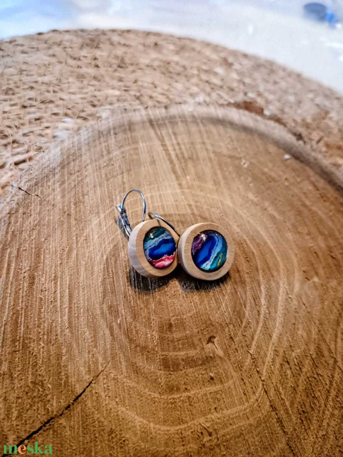 üveglencsés fülbevaló - ékszer - fülbevaló - lógó fülbevaló - Meska.hu