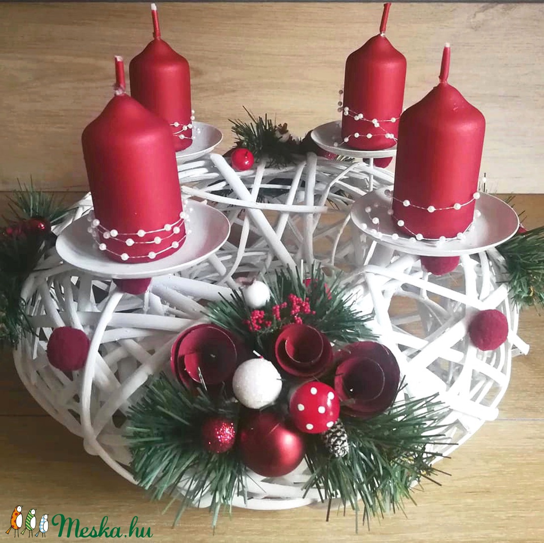 Különleges adventi asztaldísz ...a piros-fehér szín jegyében ! - - Meska.hu Különleges adventi asztaldísz ...a piros-fehér szín jegyében ! - - Meska.hu
