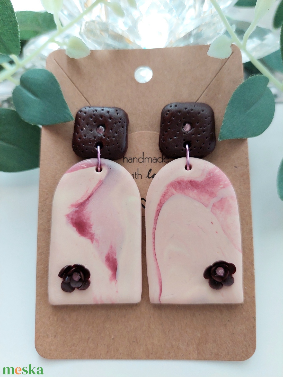 Bordó-pink-márvány elegancia fülbevaló - ékszer - fülbevaló - lógó fülbevaló - Meska.hu Bordó-pink-márvány elegancia fülbevaló - ékszer - fülbevaló - lógó fülbevaló - Meska.hu