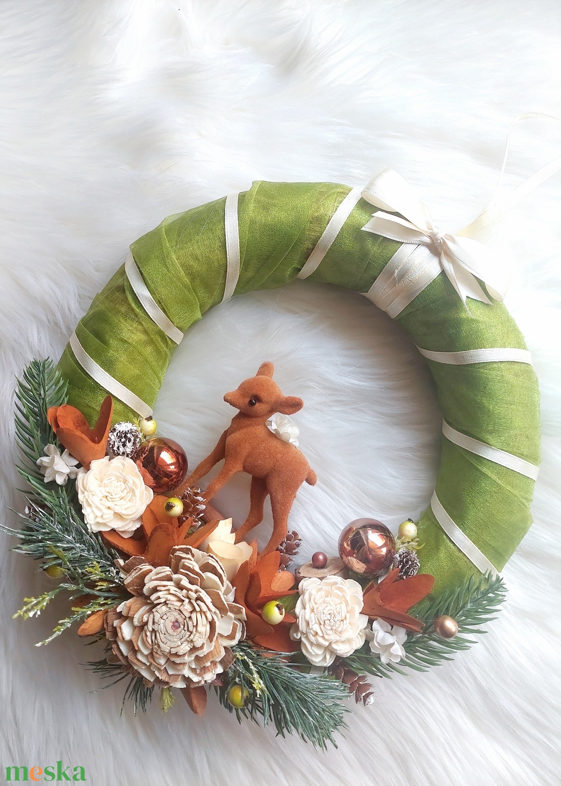 Natúr színvilágú ,ünnepi ,őzikés ajtódísz ! - karácsony - adventi díszek - adventi ajtódísz - Meska.hu Natúr színvilágú ,ünnepi ,őzikés ajtódísz ! - karácsony - adventi díszek - adventi ajtódísz - Meska.hu
