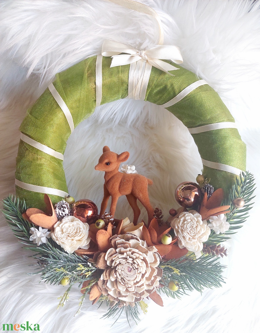 Natúr színvilágú ,ünnepi ,őzikés ajtódísz ! - karácsony - adventi díszek - adventi ajtódísz - Meska.hu Natúr színvilágú ,ünnepi ,őzikés ajtódísz ! - karácsony - adventi díszek - adventi ajtódísz - Meska.hu