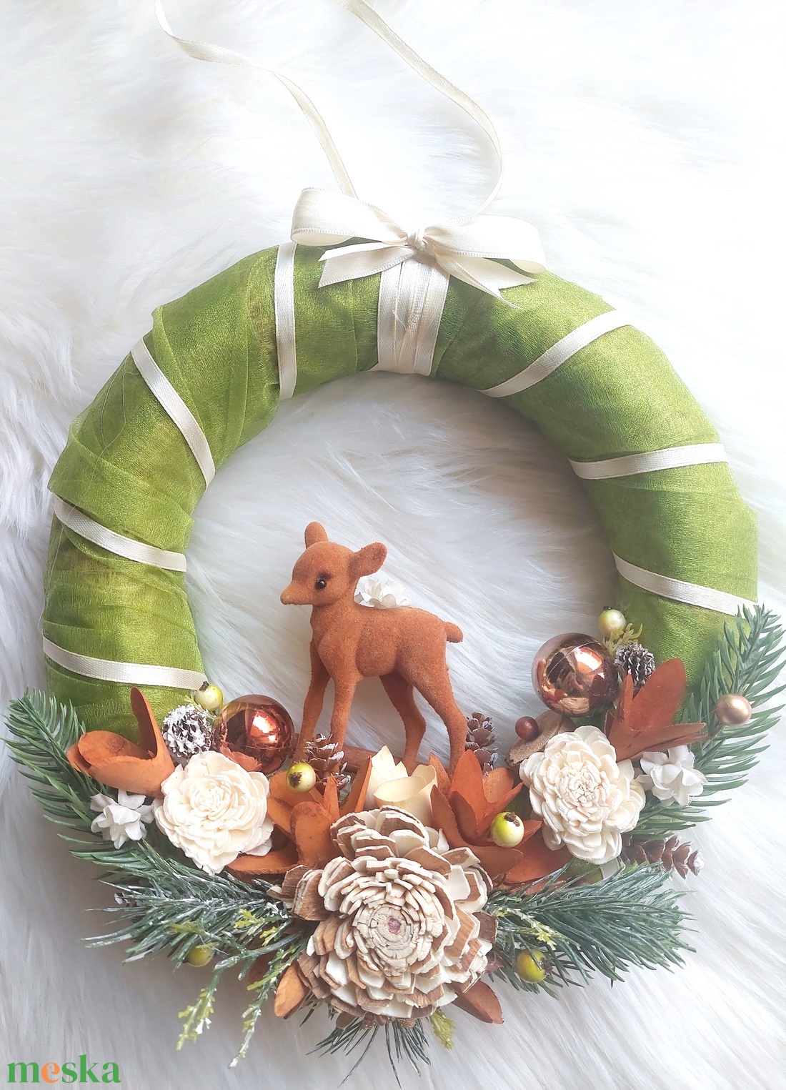 Natúr színvilágú ,ünnepi ,őzikés ajtódísz ! - karácsony - adventi díszek - adventi ajtódísz - Meska.hu Natúr színvilágú ,ünnepi ,őzikés ajtódísz ! - karácsony - adventi díszek - adventi ajtódísz - Meska.hu