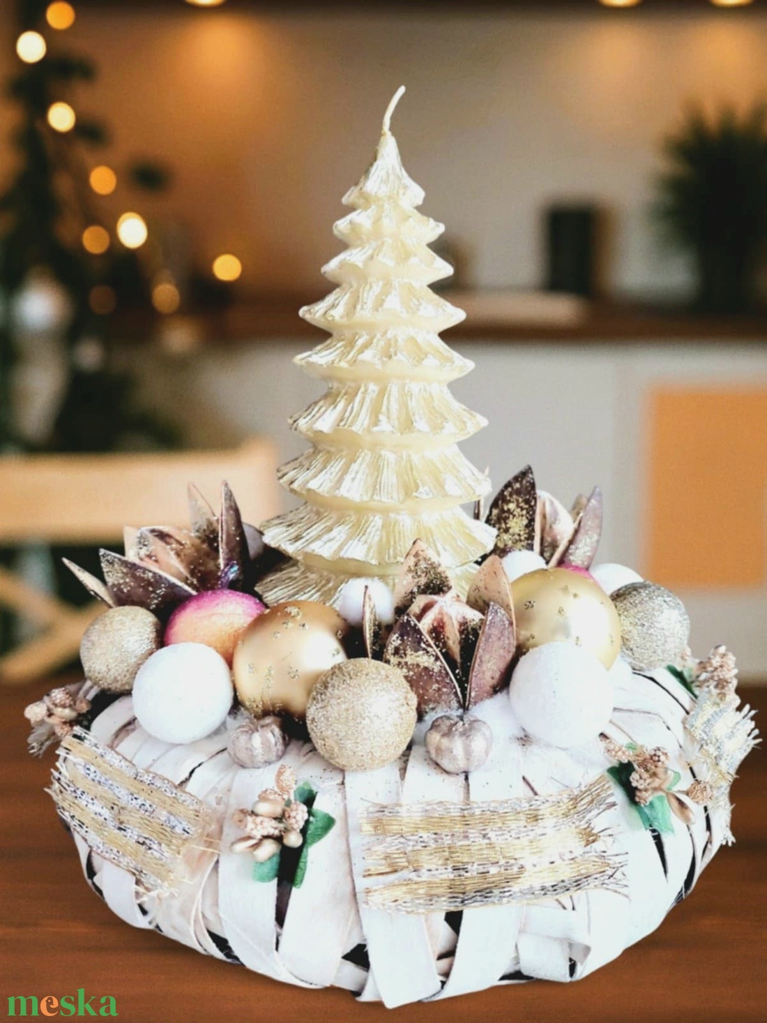 Különleges ünnepi asztaldísz...az arany-pezsgő is színvilág kedvelőinek !  - karácsony - adventi díszek - adventi gyertyadíszek és koszorúdíszek - Meska.hu