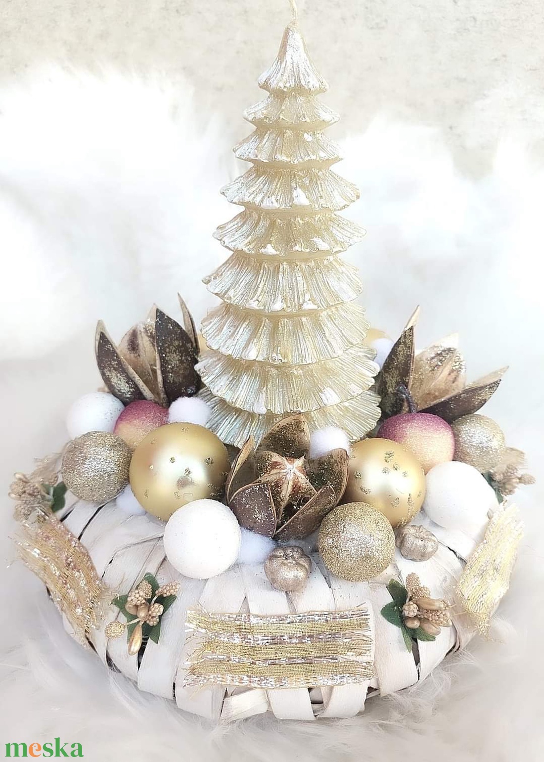 Különleges ünnepi asztaldísz...az arany-pezsgő is színvilág kedvelőinek !  - karácsony - adventi díszek - adventi gyertyadíszek és koszorúdíszek - Meska.hu