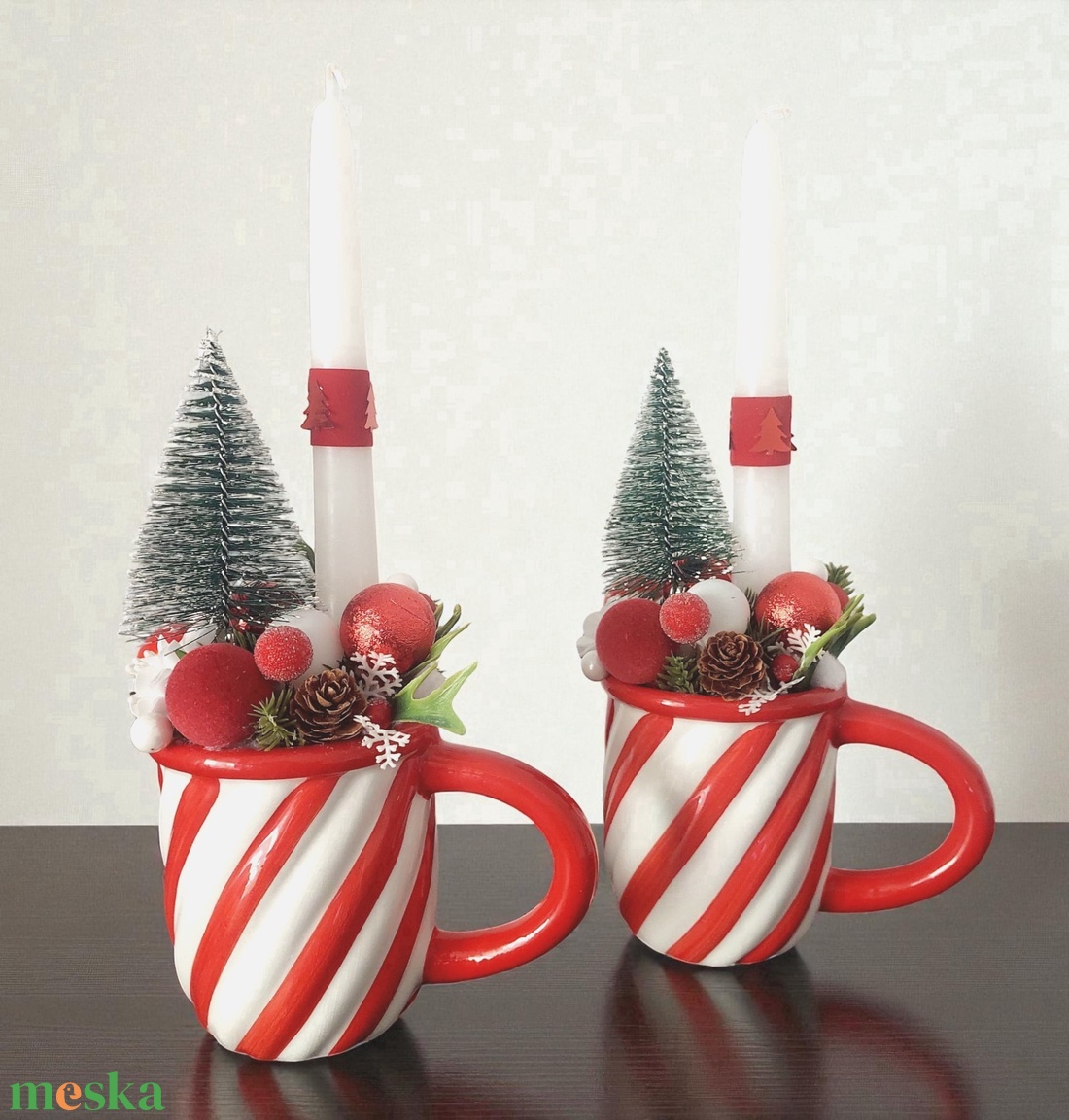 Különleges ünnepi asztaldísz,cuki kis bögrében ! - karácsony - adventi díszek - adventi gyertyadíszek és koszorúdíszek - Meska.hu