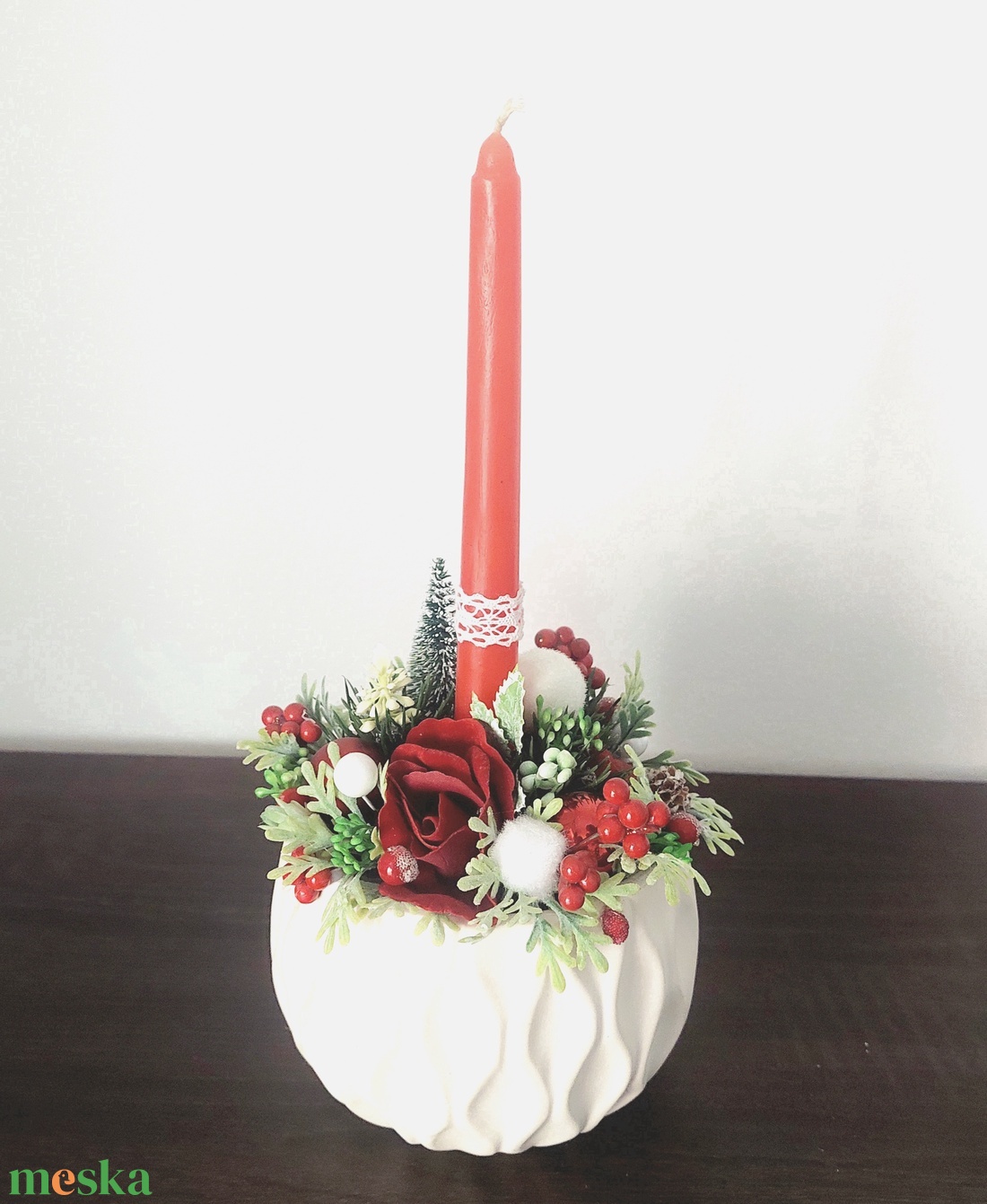 Különleges adventi/karácsonyi asztaldísz...a piros színvilág kedvelőinek !  - karácsony - karácsonyi lakásdekoráció - ünnepi asztaldekoráció - Meska.hu