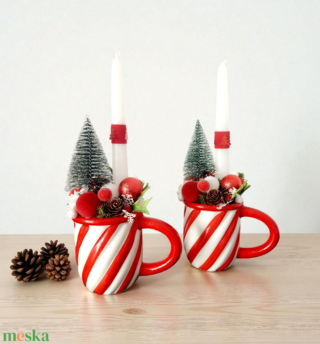 Különleges ünnepi asztaldísz,cuki kis bögrében ! - karácsony - adventi díszek - adventi gyertyadíszek és koszorúdíszek - Meska.hu