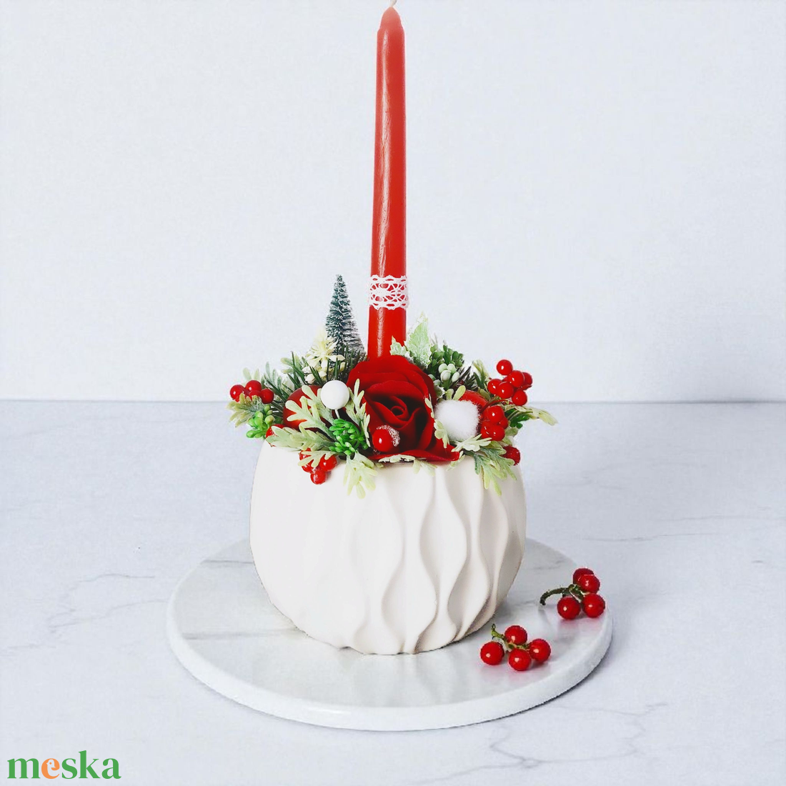 Különleges adventi/karácsonyi asztaldísz...a piros színvilág kedvelőinek !  - karácsony - karácsonyi lakásdekoráció - ünnepi asztaldekoráció - Meska.hu