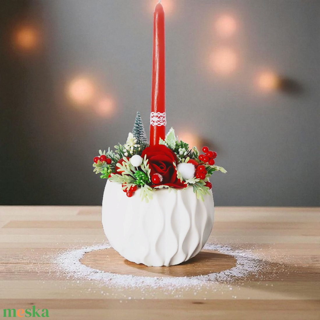 Különleges adventi/karácsonyi asztaldísz...a piros színvilág kedvelőinek !  - karácsony - karácsonyi lakásdekoráció - ünnepi asztaldekoráció - Meska.hu