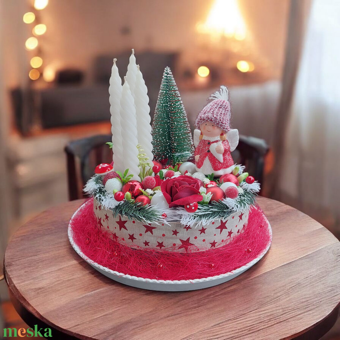 Varázslatos piros -fehér csoda - karácsony - adventi díszek - adventi gyertyadíszek és koszorúdíszek - Meska.hu