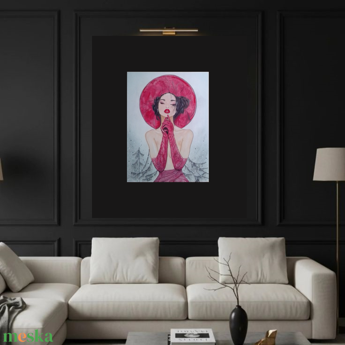 Piros kalapban... - művészet - festmény - akril - Meska.hu