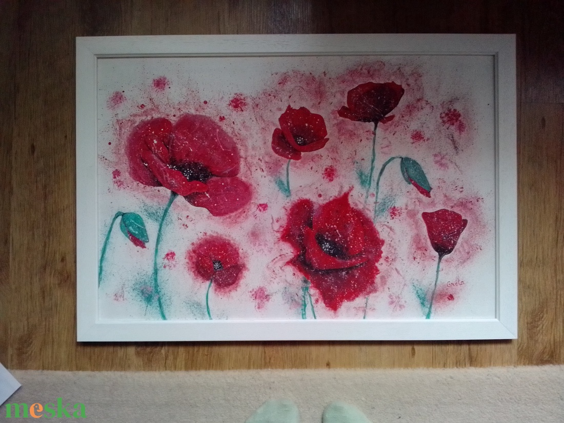 Hullámzó szenvedély Pipacs a szélben - művészet - festmény - akril - Meska.hu