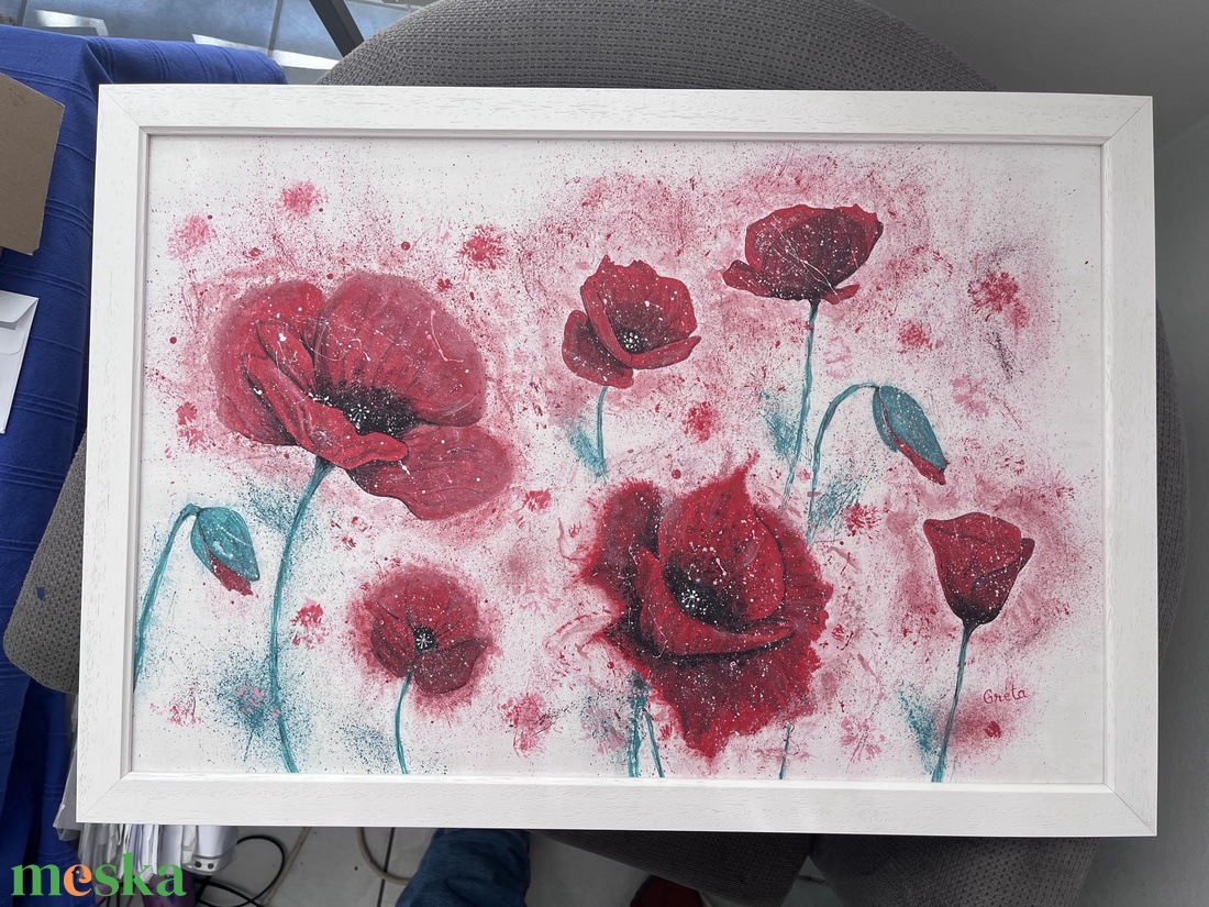 Hullámzó szenvedély Pipacs a szélben - művészet - festmény - akril - Meska.hu