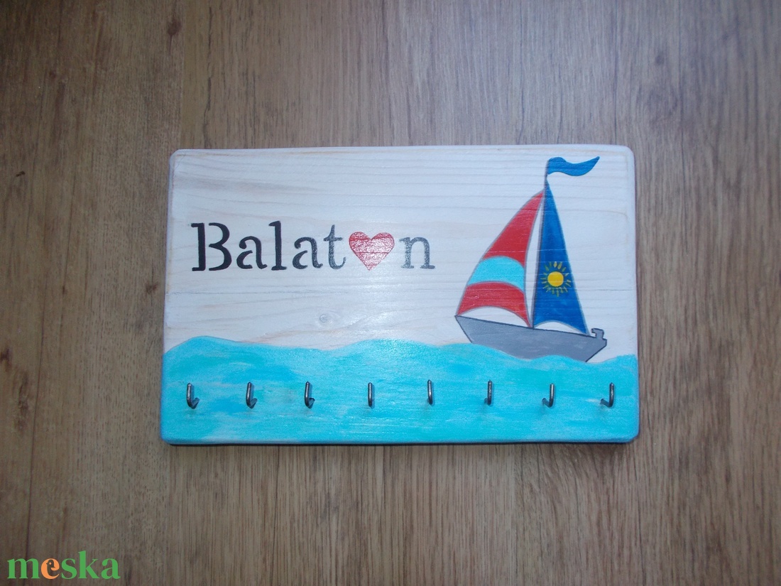 Balaton fali kulcstartó fogas akasztó - otthon & életmód - dekoráció - fali és függő dekoráció - fali kulcstartó - Meska.hu