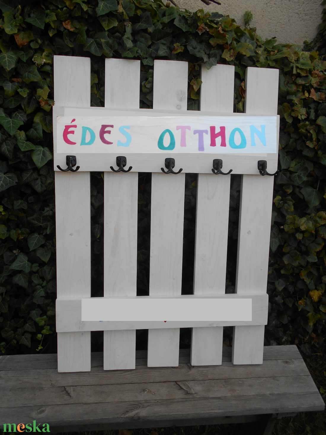 Nagy fehér fogas Édes otthon választható felirat dekoráció - otthon & életmód - bútor - fogas - Meska.hu
