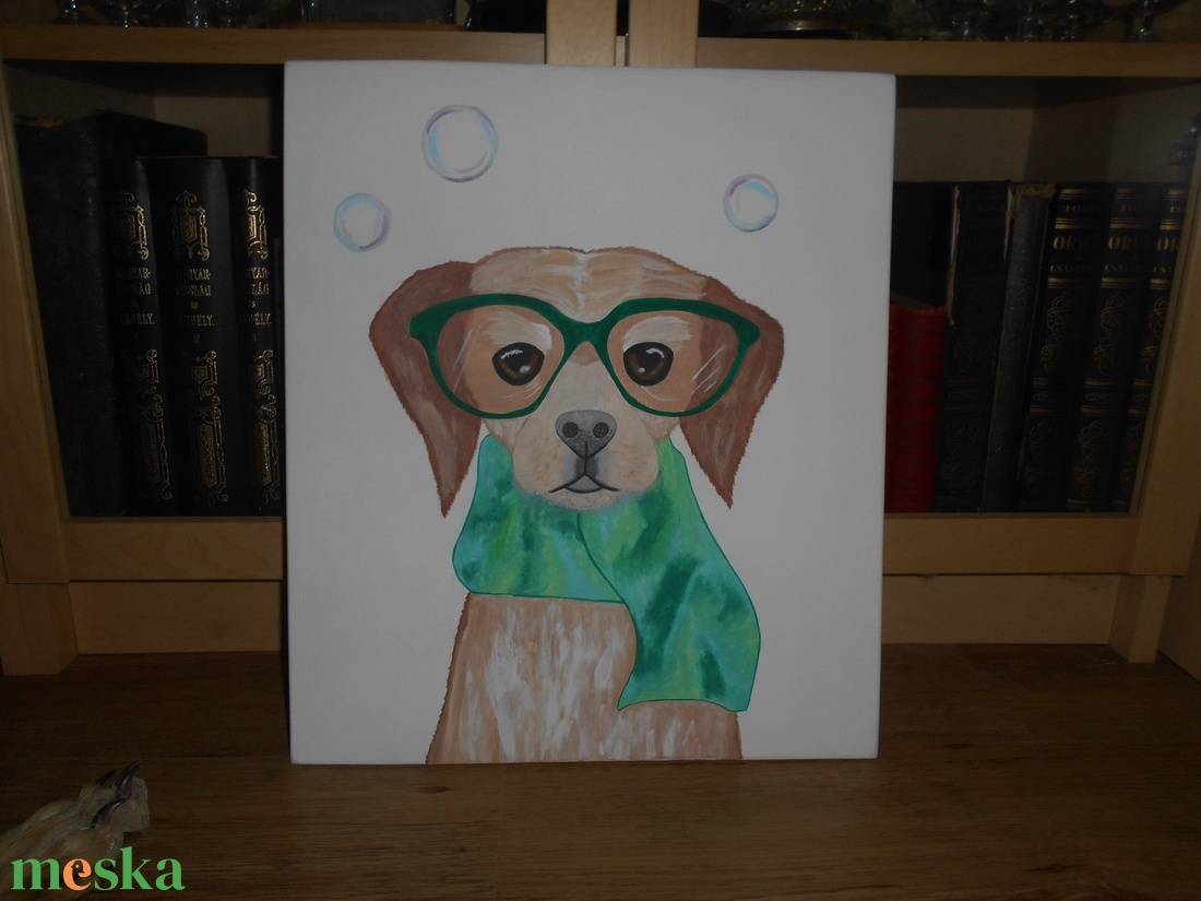 Blöki kutya festmény kutyabarátoknak, kutyakedvelőknek - otthon & lakás - dekoráció - kép & falikép - 3d képek - Meska.hu