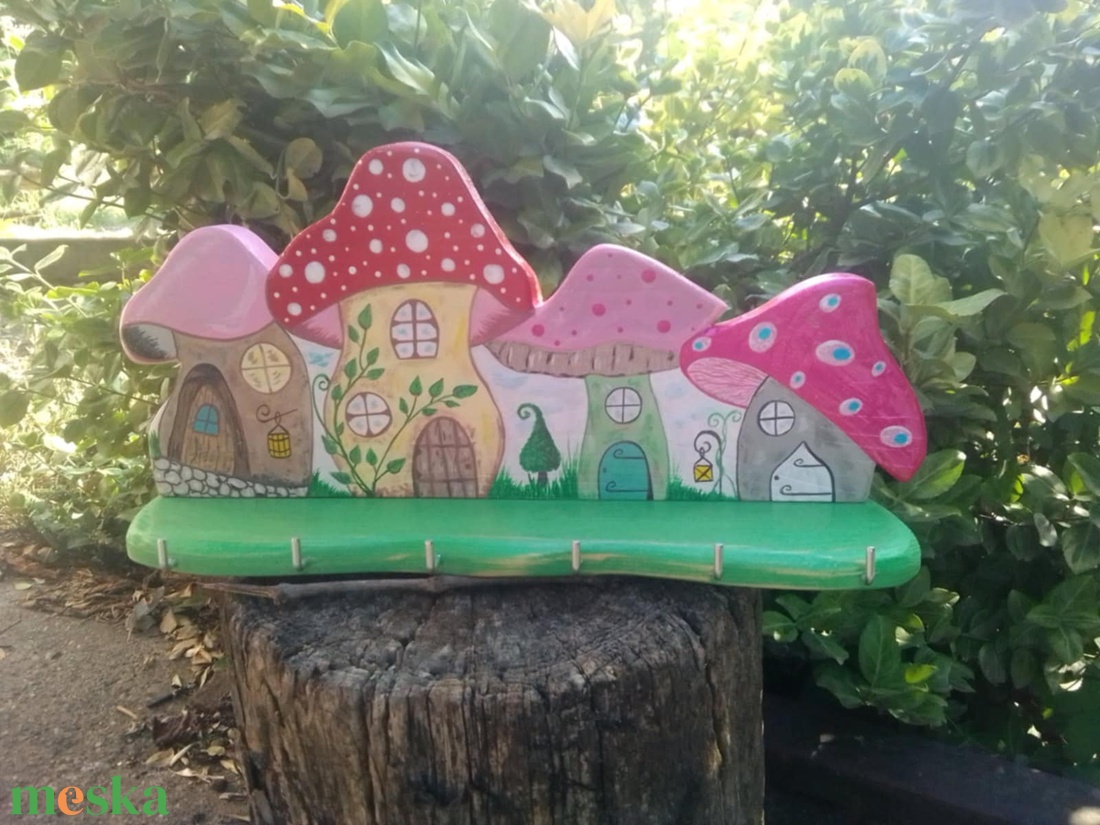 Fali kulcstartó gombaházas kulcstartó manó ház, tündér ház akasztó fogas házikó - otthon & életmód - dekoráció - fali és függő dekoráció - fali kulcstartó - Meska.hu