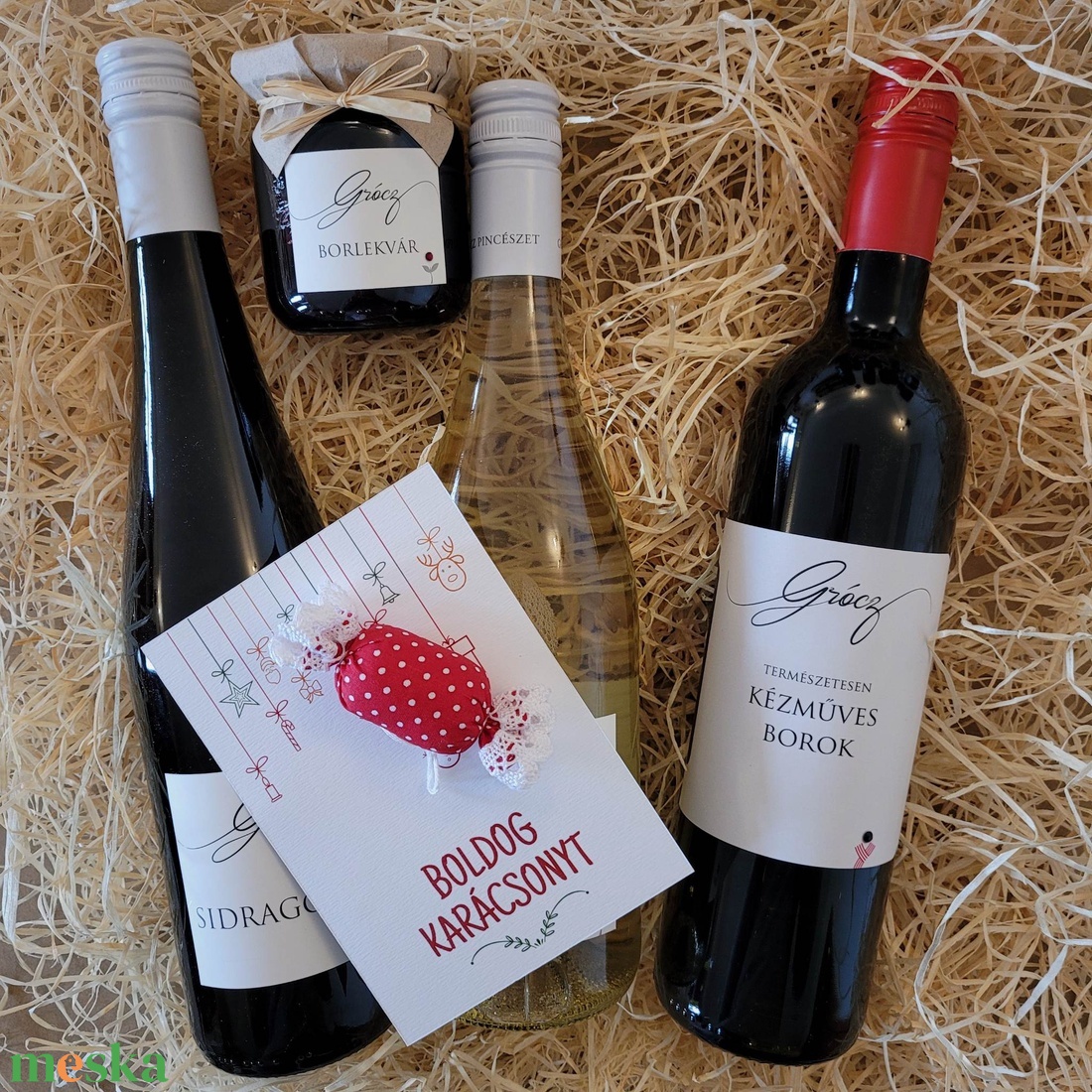 Karácsonyi ajándékcsomag - borválogatás hölgyeknek - élelmiszer - alkoholos italok - Meska.hu