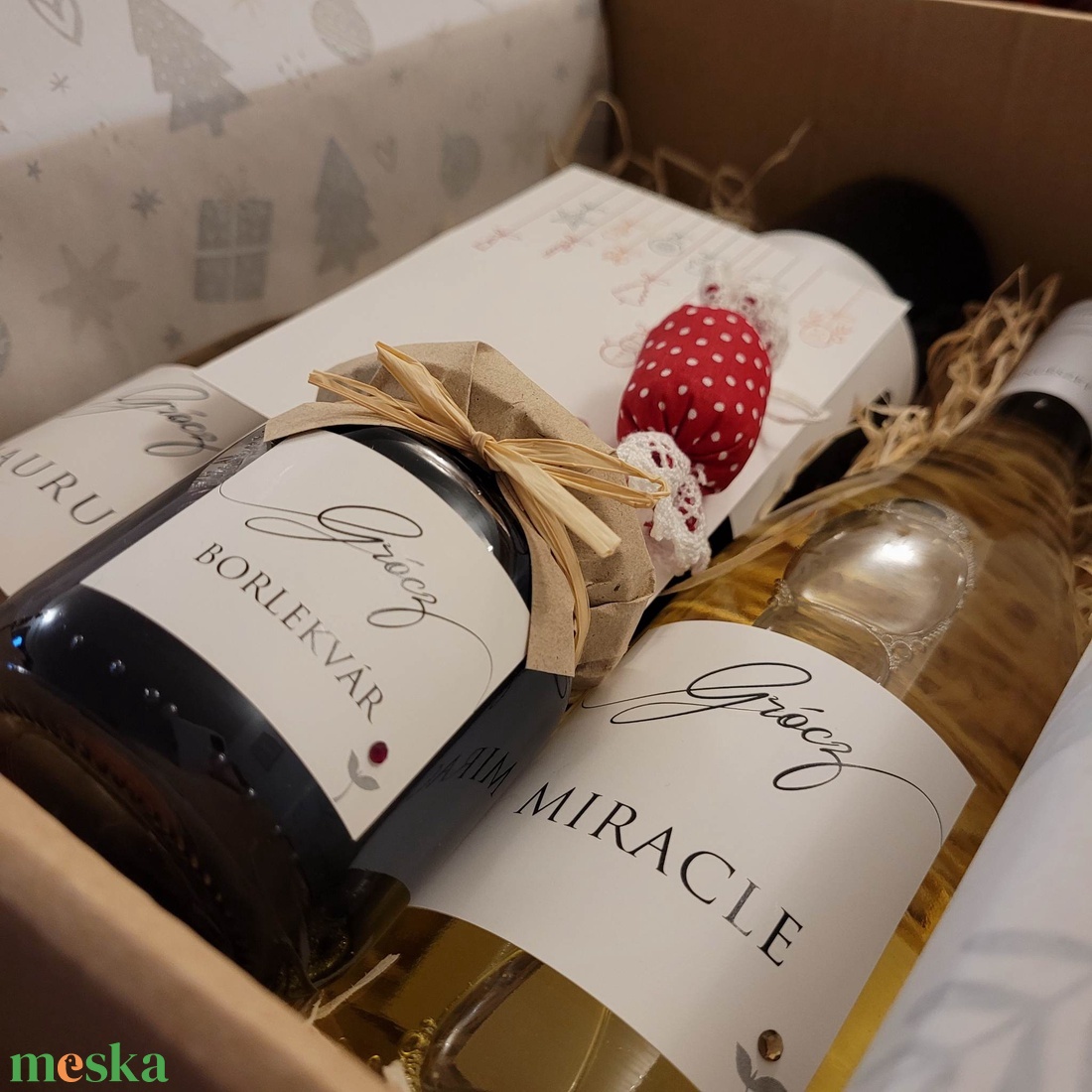 Karácsonyi ajándékcsomag - borválogatás hölgyeknek - élelmiszer - alkoholos italok - Meska.hu