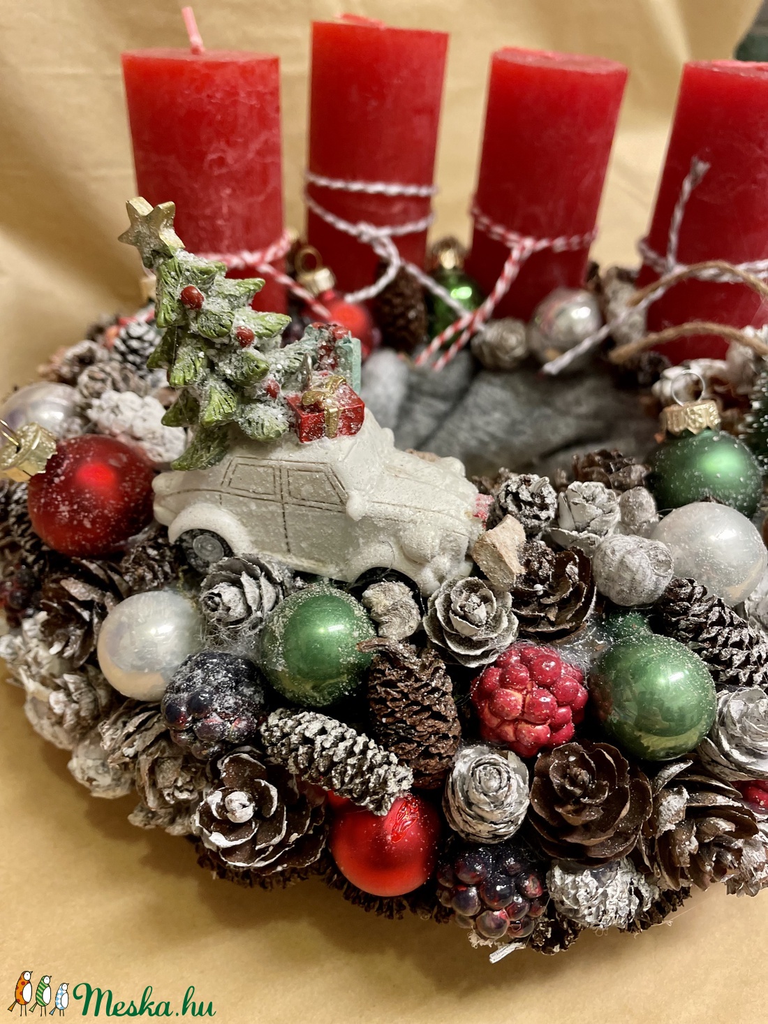 Karácsonyi kisautós adventi koszorú - karácsony - adventi díszek - adventi asztaldísz - Meska.hu Karácsonyi kisautós adventi koszorú - karácsony - adventi díszek - adventi asztaldísz - Meska.hu