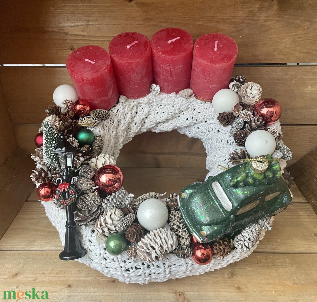 Karácsonyi kisautós adventi koszorú - karácsony - adventi díszek - adventi asztaldísz - Meska.hu Karácsonyi kisautós adventi koszorú - karácsony - adventi díszek - adventi asztaldísz - Meska.hu