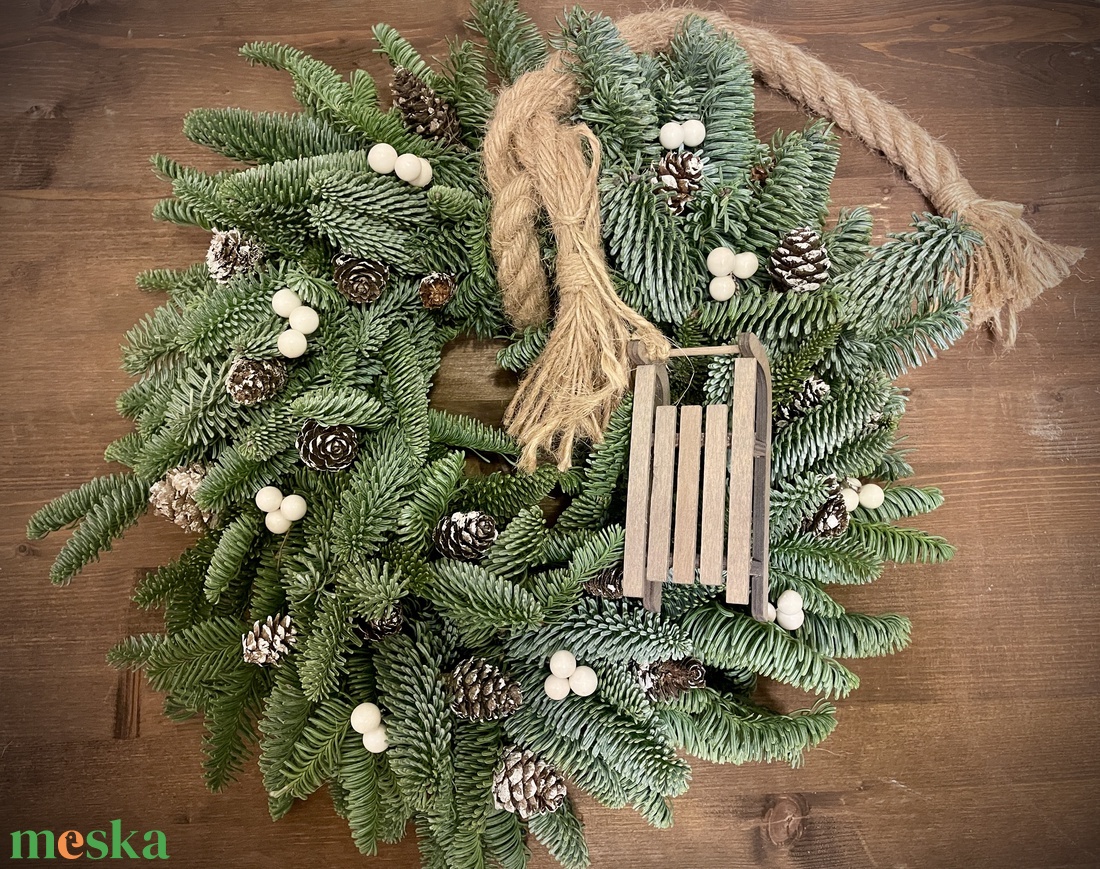 Karácsonyi, élő fenyős  kopogtató-Rustic Pine - karácsony - karácsonyi lakásdekoráció - karácsonyi ajtódíszek - Meska.hu