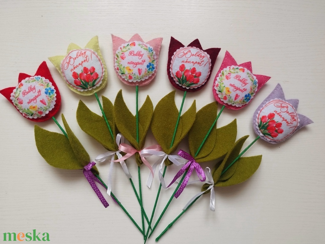 Nőnapra 6 darabos filc tulipán - otthon & életmód - dekoráció - Meska.hu