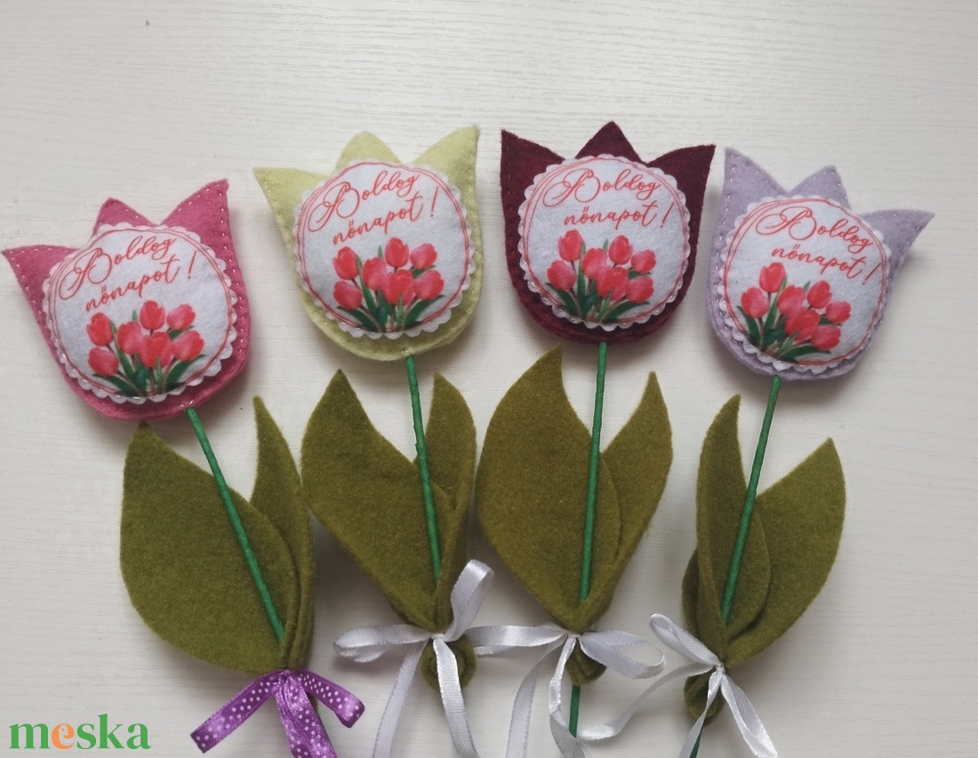 Nőnapra 6 darabos filc tulipán - otthon & életmód - dekoráció - Meska.hu