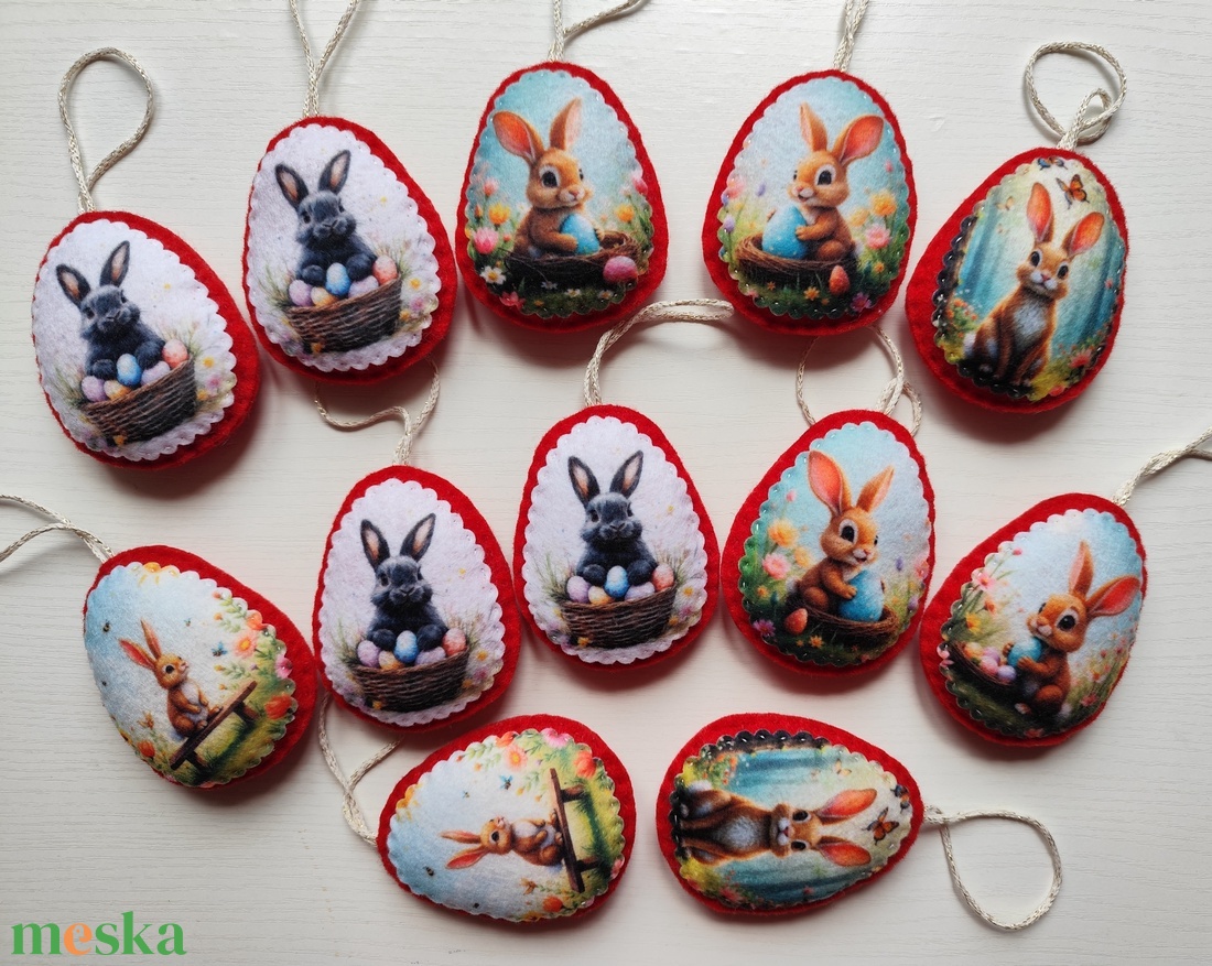 Filc húsvéti tojások - 12 darab  - otthon & életmód - dekoráció - fali és függő dekoráció - függődísz - Meska.hu