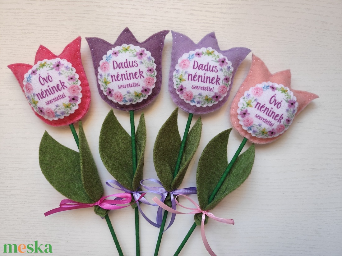 Filc tulipán pedagógus napra / ballagásra mezei virágmintás - otthon & életmód - virágdekoráció - virágok - virágcsokor - Meska.hu