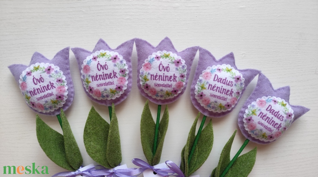 Filc tulipán pedagógus napra / ballagásra mezei virágmintás - otthon & életmód - virágdekoráció - virágok - virágcsokor - Meska.hu