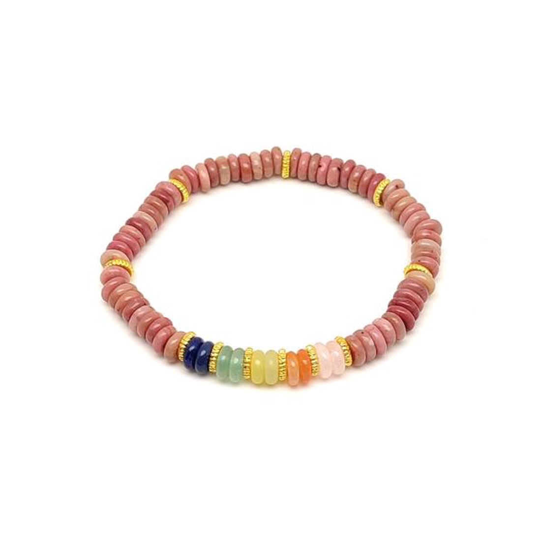 Thulit ásvány karkötő 5 korong köves díszítéssel 62 mm - ékszer - karkötő - ásványkarkötő - Meska.hu