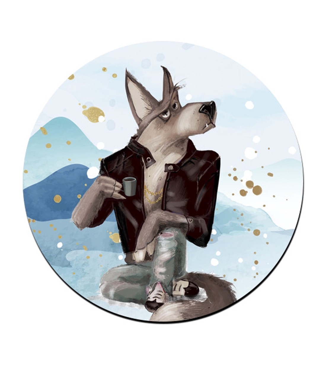 Rock'n' kávés farkas mintás bögre alátét -  - Meska.hu