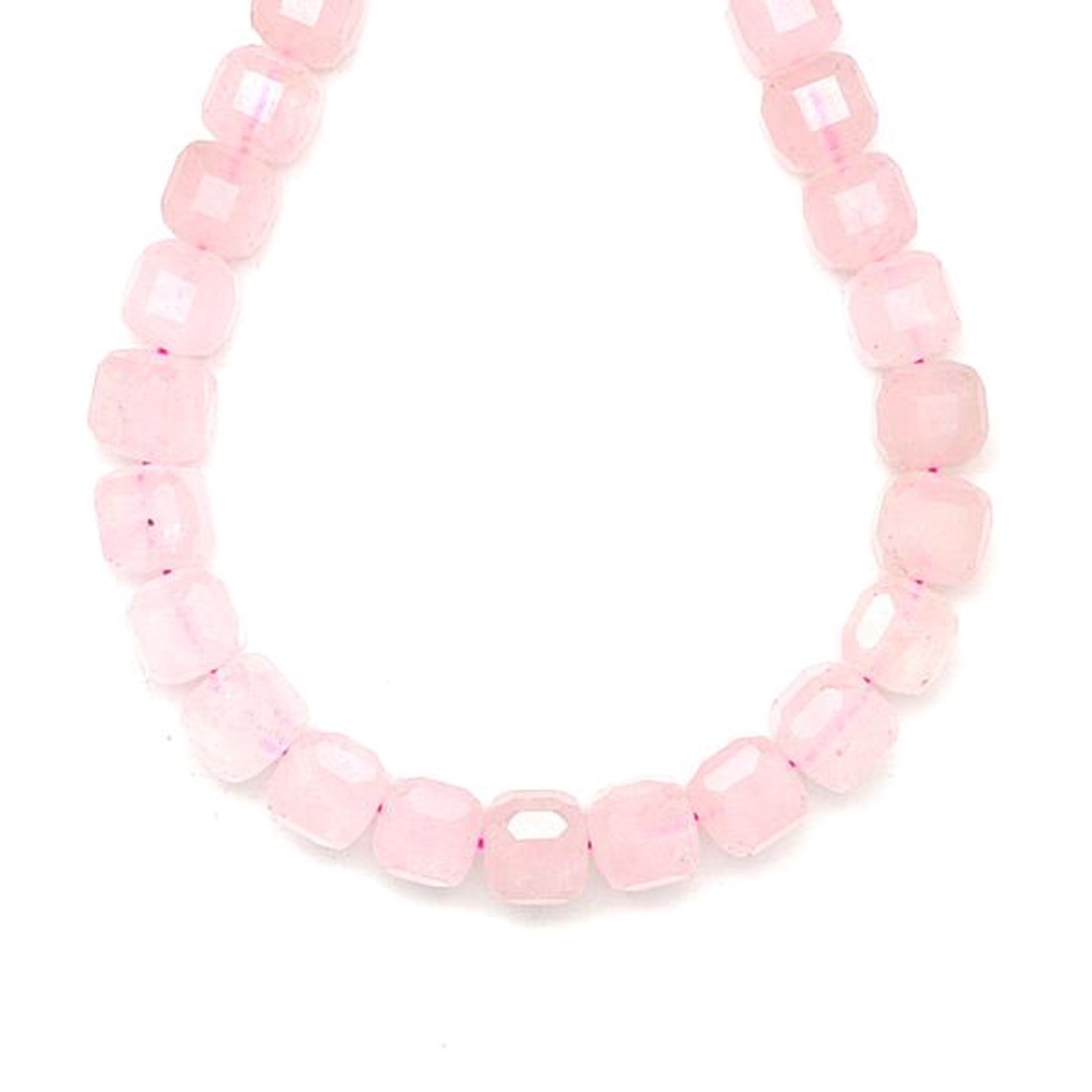 Rózsakvarc fazettált kocka 8-9mm  ékszerkészítő alapanyag (füzér) - kellékek & szerszámok - ásvány alapanyag - ásványfüzér - Meska.hu