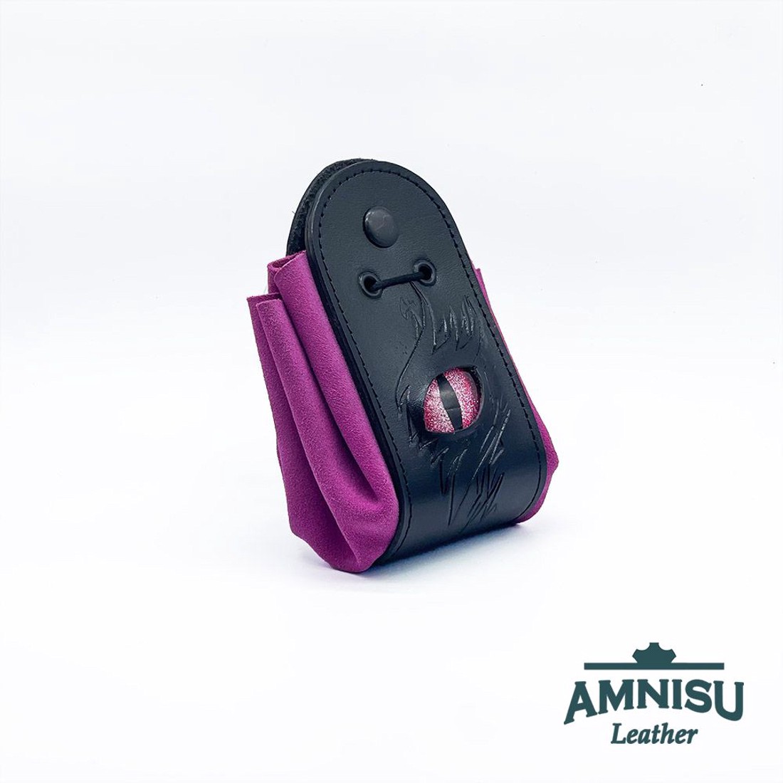 Fekete - pink sárkányszemes bőr 2in1 szütyő és kockatálca - Loren - játék & sport - szerepjáték - Meska.hu