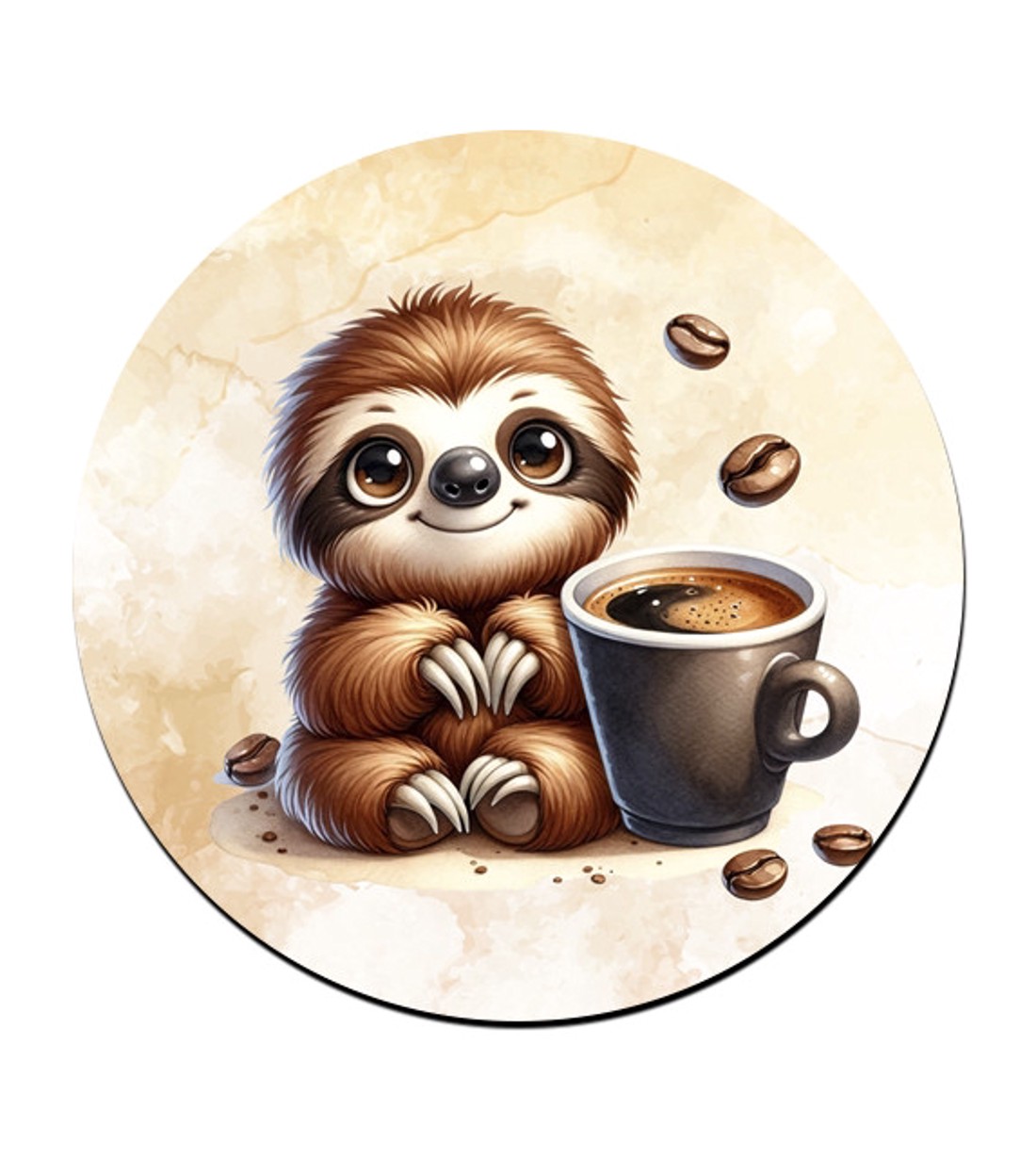 Kávés lajhár - csak feketén bögre alátét -  - Meska.hu