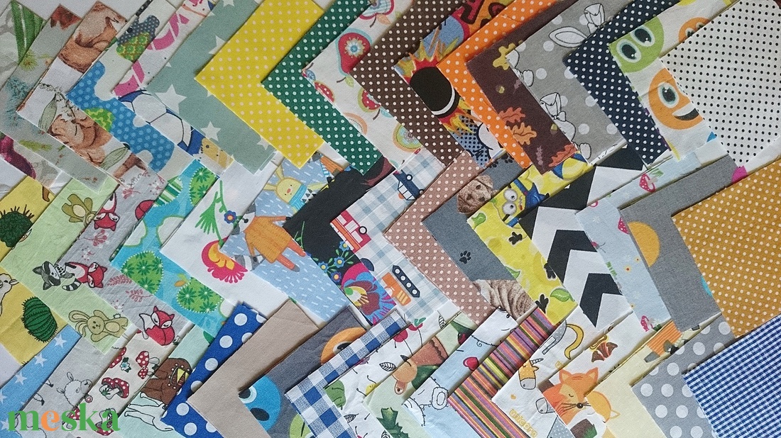 DIY Patchwork foltvarró csomag Fiús minta 100 db 10x10 cm  - kellékek & szerszámok - méteráru - anyagcsomag - Meska.hu