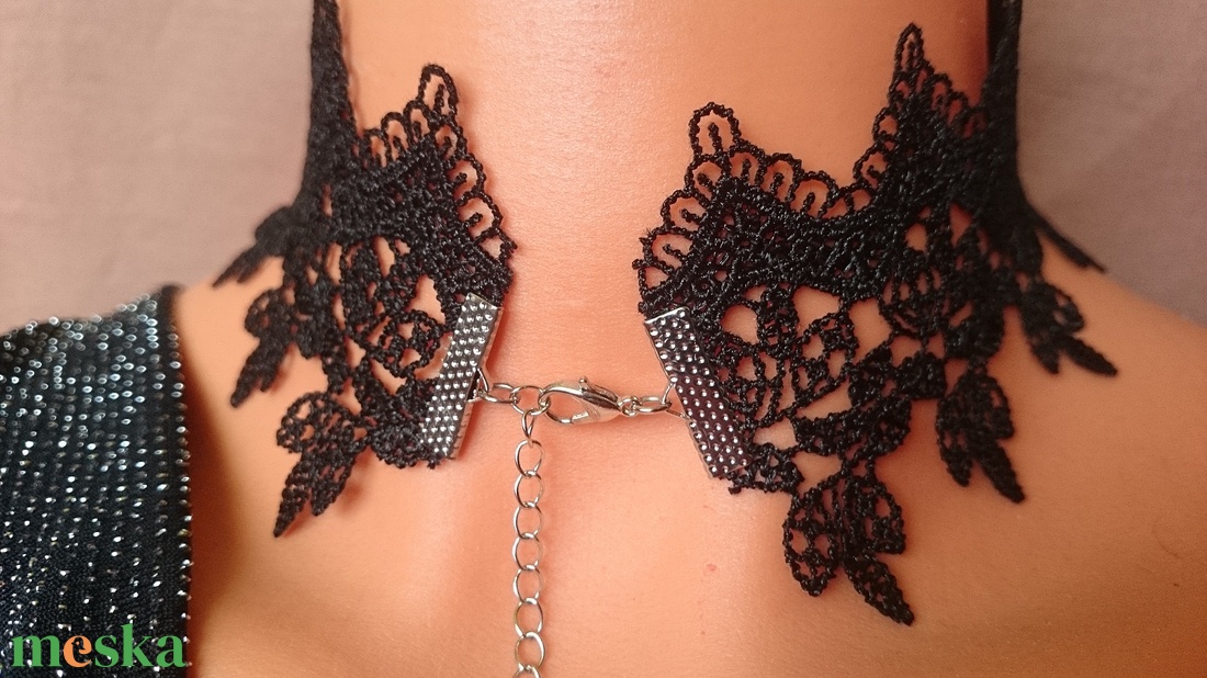 Levél mintás csipke nyakék choker nyaklánc Halloween  - ékszer - nyaklánc - nyakpánt, gallér - Meska.hu