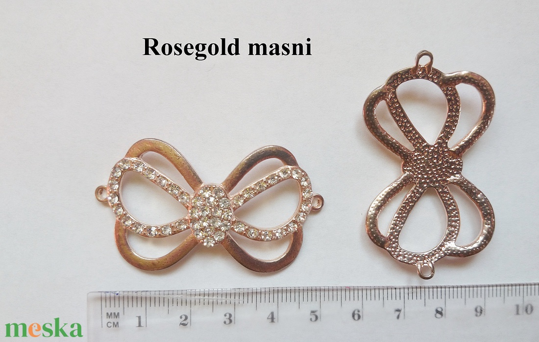 Rosegold masni fehér kövekkel  - kellékek & szerszámok - gyöngyfűzés kellékek - fém köztesek - Meska.hu