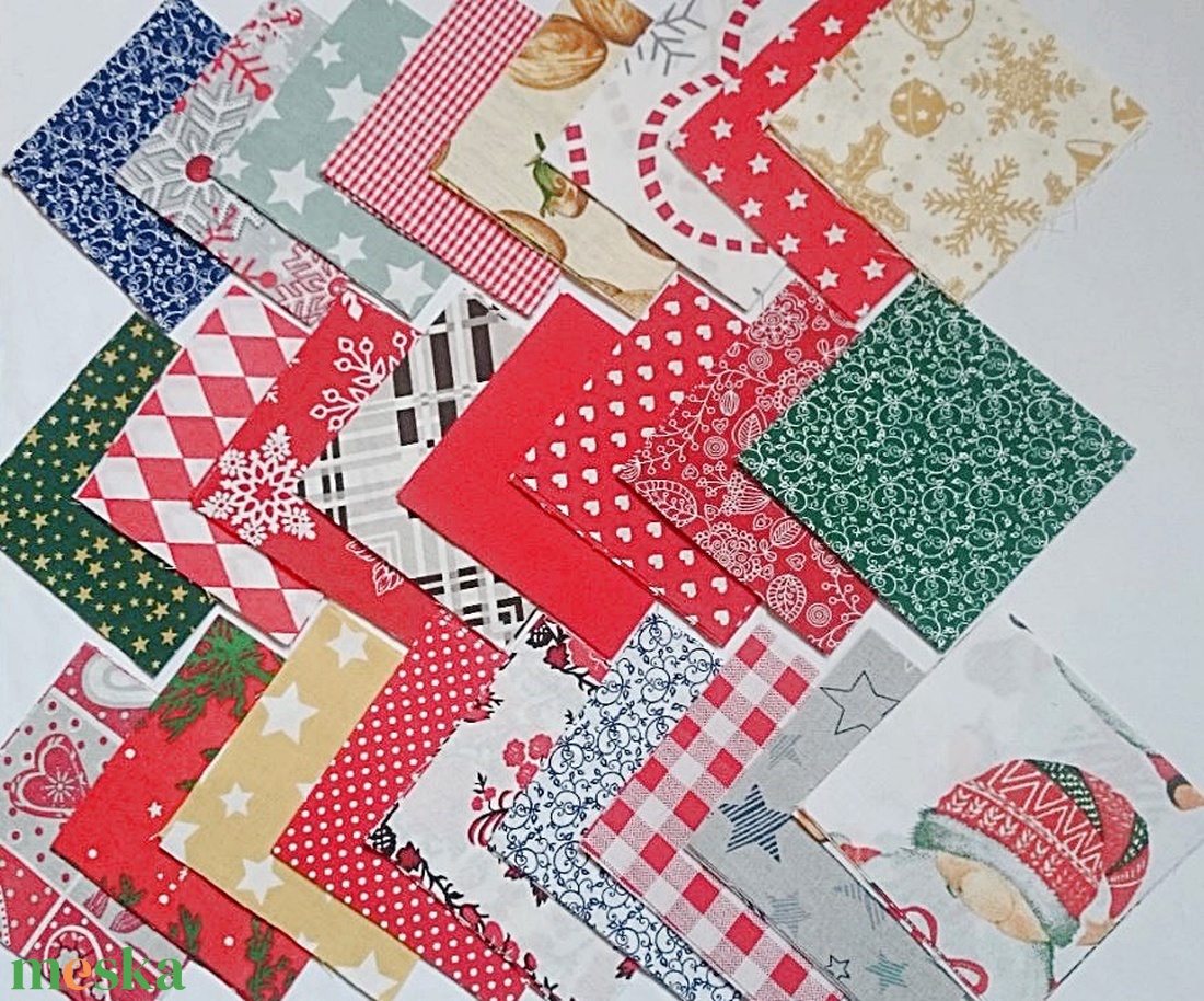 100 db Karácsony patchwork 10x10 cm pamutvászon csomag  - kellékek & szerszámok - méteráru - anyagcsomag - Meska.hu
