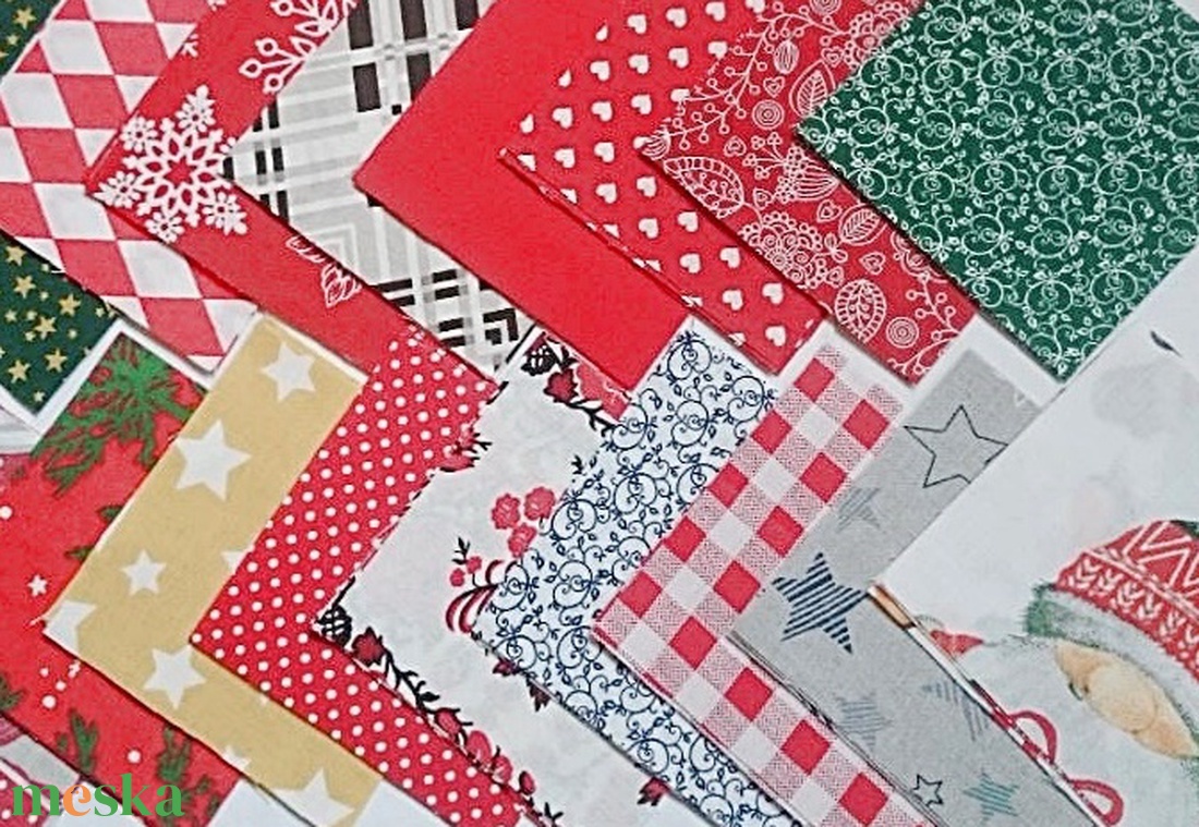 100 db Karácsony patchwork 10x10 cm pamutvászon csomag  - kellékek & szerszámok - méteráru - anyagcsomag - Meska.hu