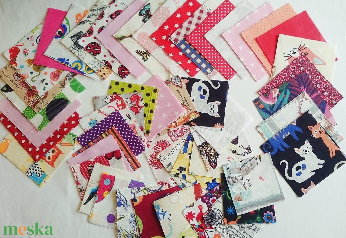 100 db Lány patchwork 10x10 8x8 cm pamutvászon csomag  - kellékek & szerszámok - méteráru - anyagcsomag - Meska.hu